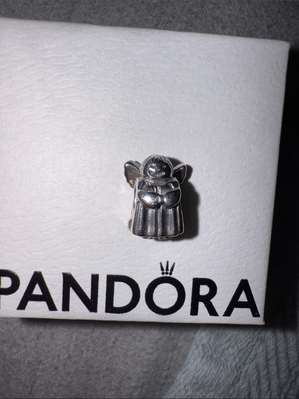 Pandora Retired Silver Angel Guardian Charm - Polished Silver